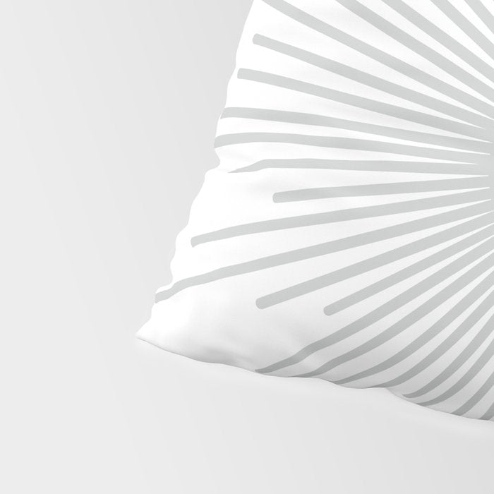 Mid Century Modern Sunburst Sun in Light Gray on White Pillow Sham Gallery Image 4