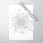 Mid Century Modern Sunburst Sun in Light Gray on White Wrapping Paper Gallery Image 1