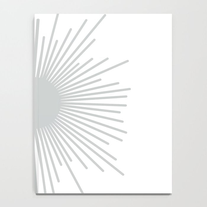 Mid Century Modern Sunburst Sun in Light Gray on White Notebook Gallery Image 4