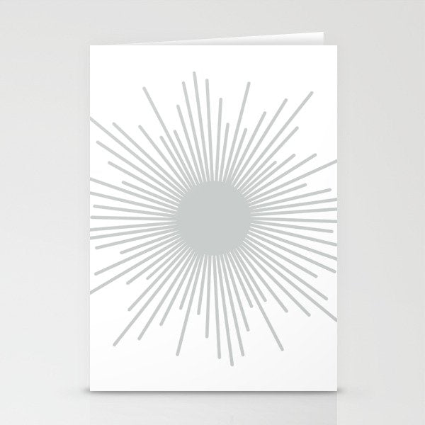 Mid Century Modern Sunburst Sun in Light Gray on White Stationery Card Gallery Image 2
