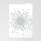 Mid Century Modern Sunburst Sun in Light Gray on White Stationery Card Gallery Image 2