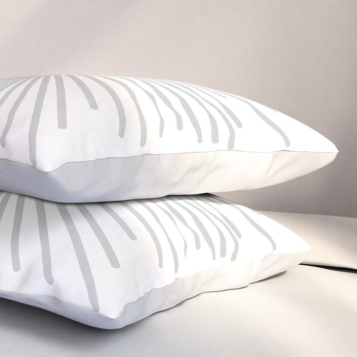 Mid Century Modern Sunburst Sun in Light Gray on White Pillow Sham Gallery Image 3
