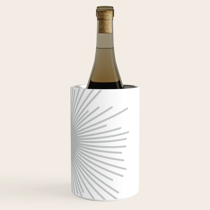Mid Century Modern Sunburst Sun in Light Gray on White Wine Chiller Gallery Image 3