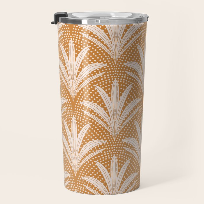 Boho Rustic Palm Radiance Caramel Brown Travel Mug Gallery Image 3
