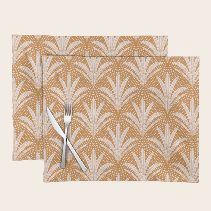 Boho Rustic Palm Radiance Caramel Brown Placemat Gallery Image 1