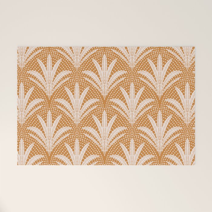 Boho Rustic Palm Radiance Caramel Brown Welcome Mat Gallery Image 1