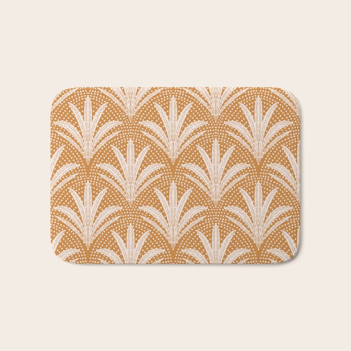 Boho Rustic Palm Radiance Caramel Brown Bath Mat Gallery Image 1