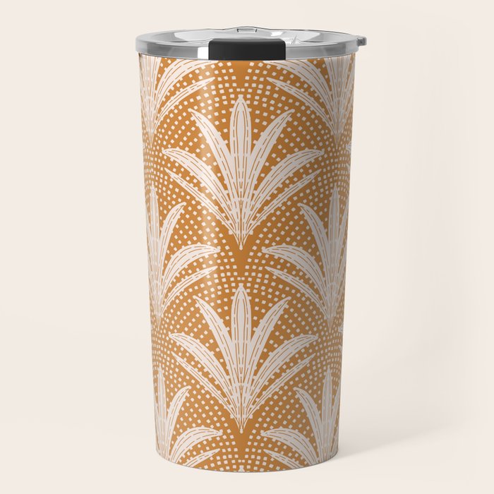 Boho Rustic Palm Radiance Caramel Brown Travel Mug Gallery Image 1