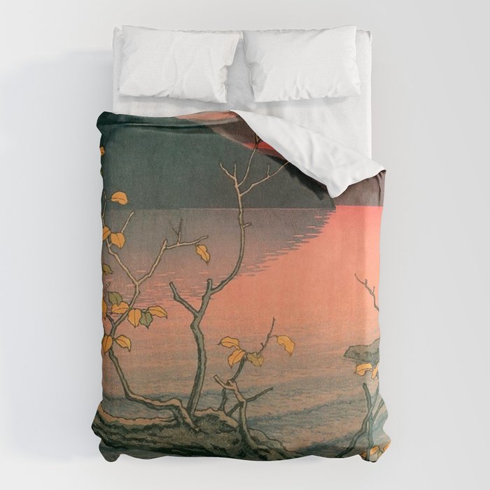 Nenokuchi Lake by Kawase Hasui Duvet Cover Gallery Image 6