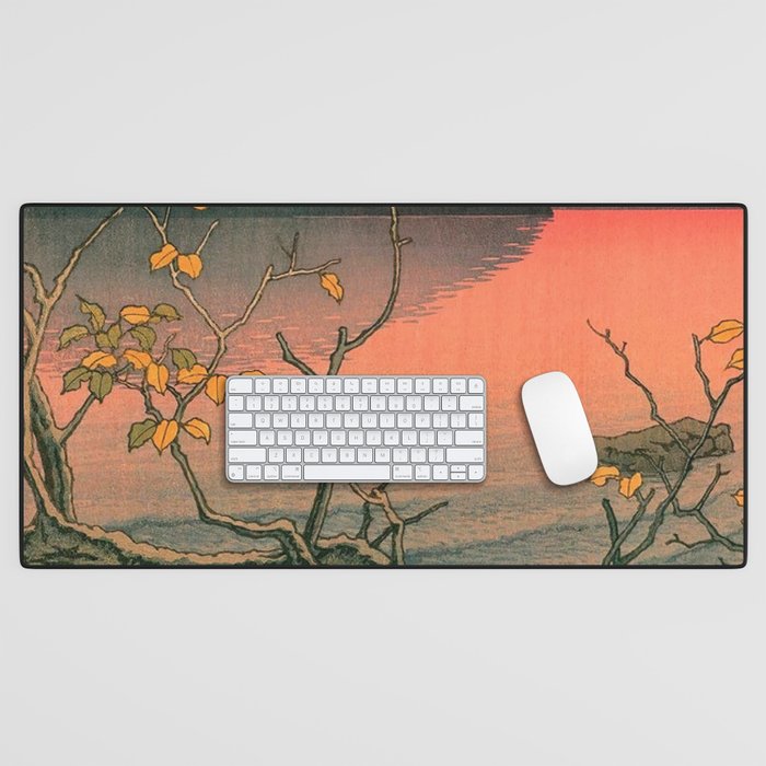 Nenokuchi Lake by Kawase Hasui Desk Mat Gallery Image 1