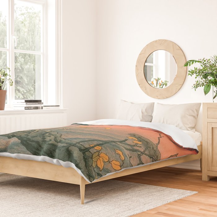 Nenokuchi Lake by Kawase Hasui Duvet Cover Gallery Image 2