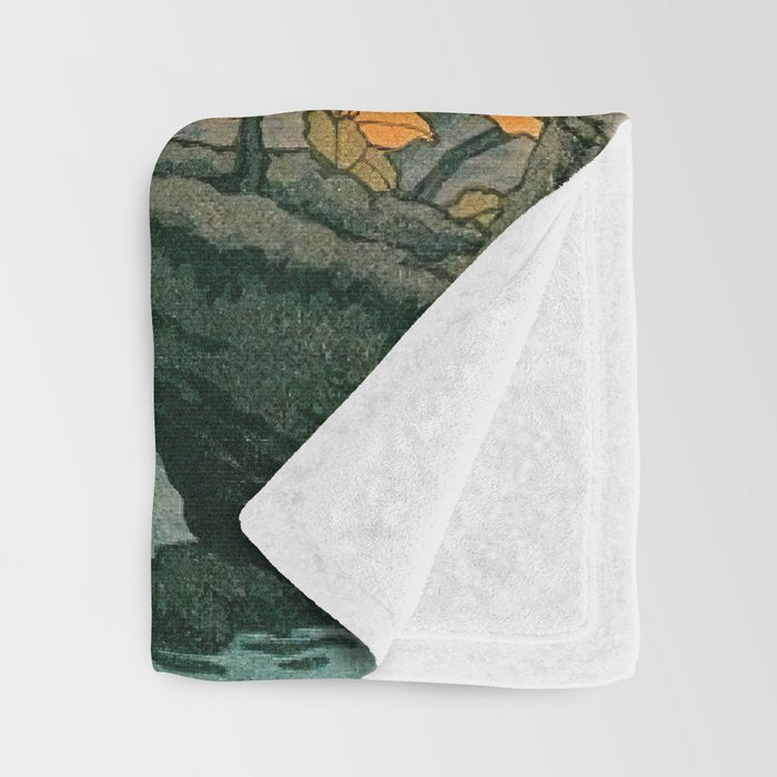 Nenokuchi Lake by Kawase Hasui Throw Blanket Gallery Image 3
