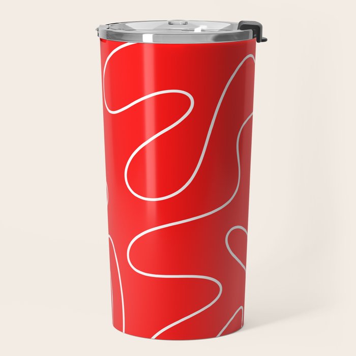 Bold Red Squiggle Abstract Pattern Travel Mug Gallery Image 2