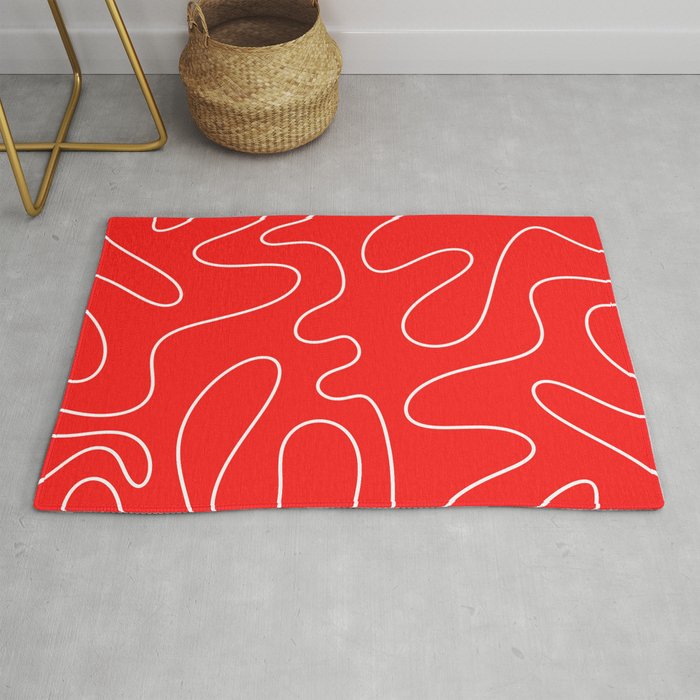 Bold Red Squiggle Abstract Pattern Rug Gallery Image 1