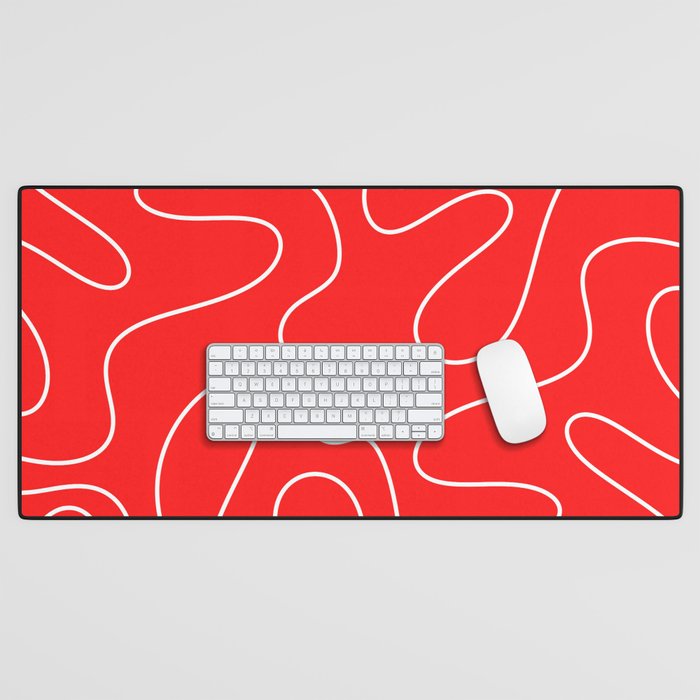 Bold Red Squiggle Abstract Pattern Desk Mat Gallery Image 1