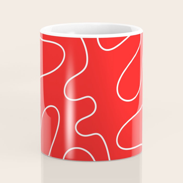 Bold Red Squiggle Abstract Pattern Coffee Mug Gallery Image 4