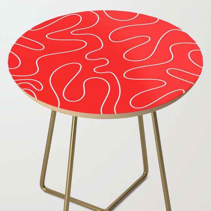 Bold Red Squiggle Abstract Pattern Side Table Gallery Image 2