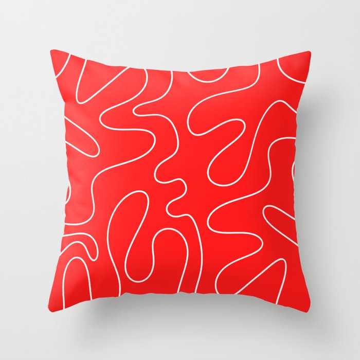 Bold Red Squiggle Abstract Pattern Throw Pillow Gallery Image 1