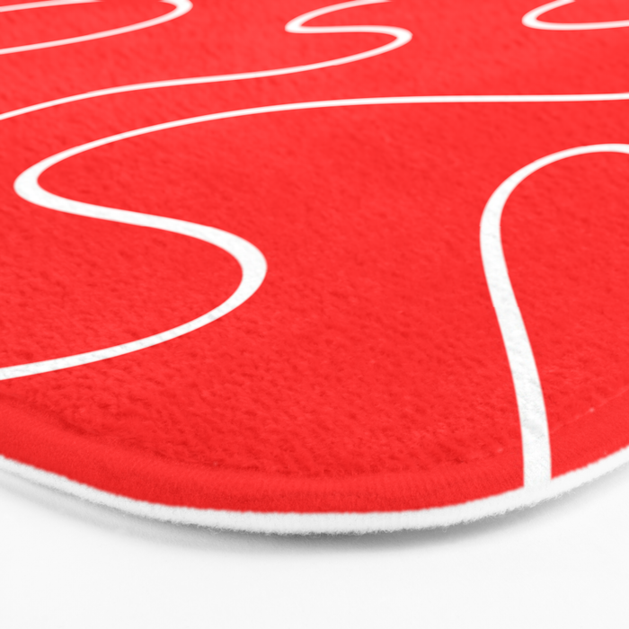 Bold Red Squiggle Abstract Pattern Bath Mat Gallery Image 3
