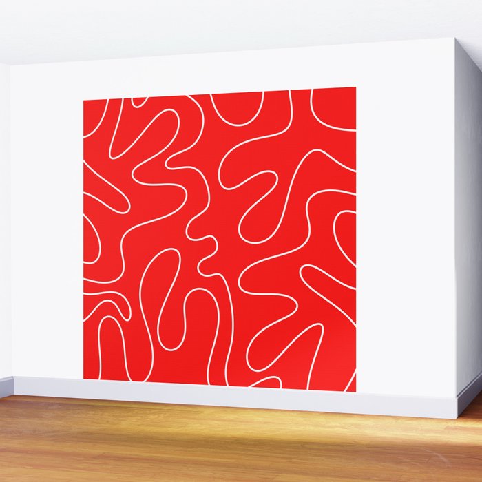 Bold Red Squiggle Abstract Pattern Wall Mural Gallery Image 2