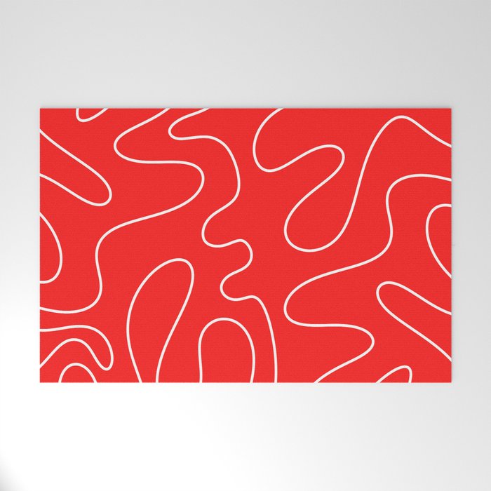 Bold Red Squiggle Abstract Pattern Welcome Mat Gallery Image 1
