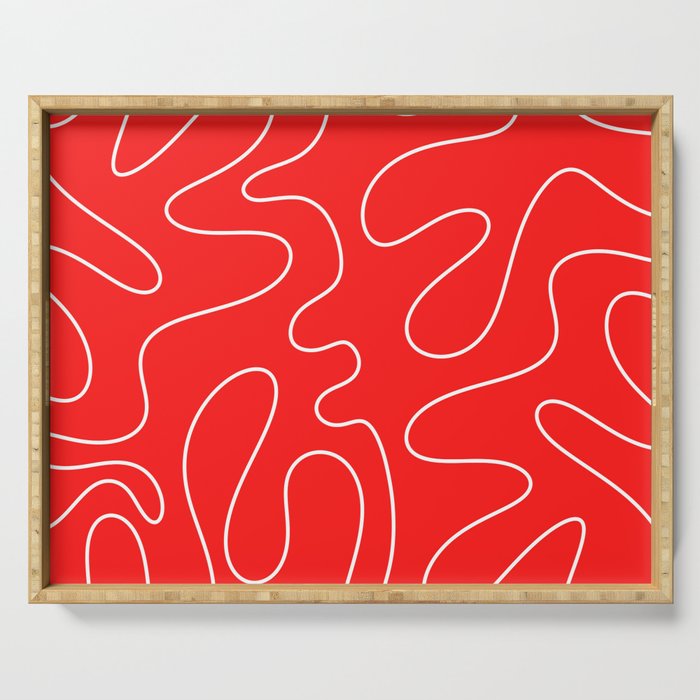 Bold Red Squiggle Abstract Pattern Serving Tray Gallery Image 1