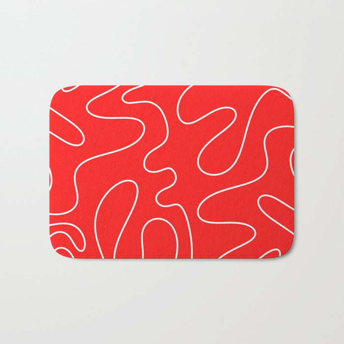 Bold Red Squiggle Abstract Pattern Bath Mat Gallery Image 1