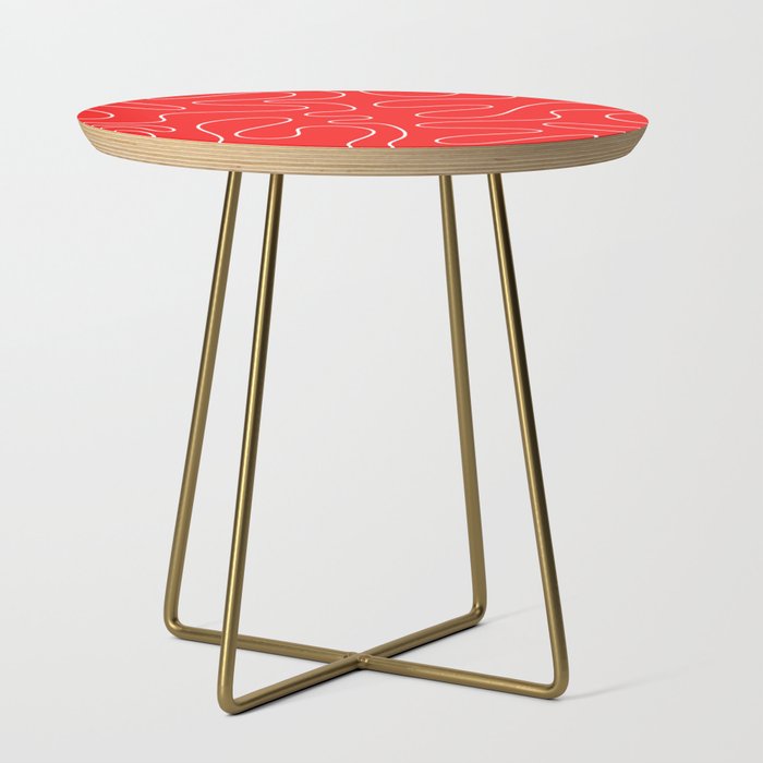 Bold Red Squiggle Abstract Pattern Side Table Gallery Image 1