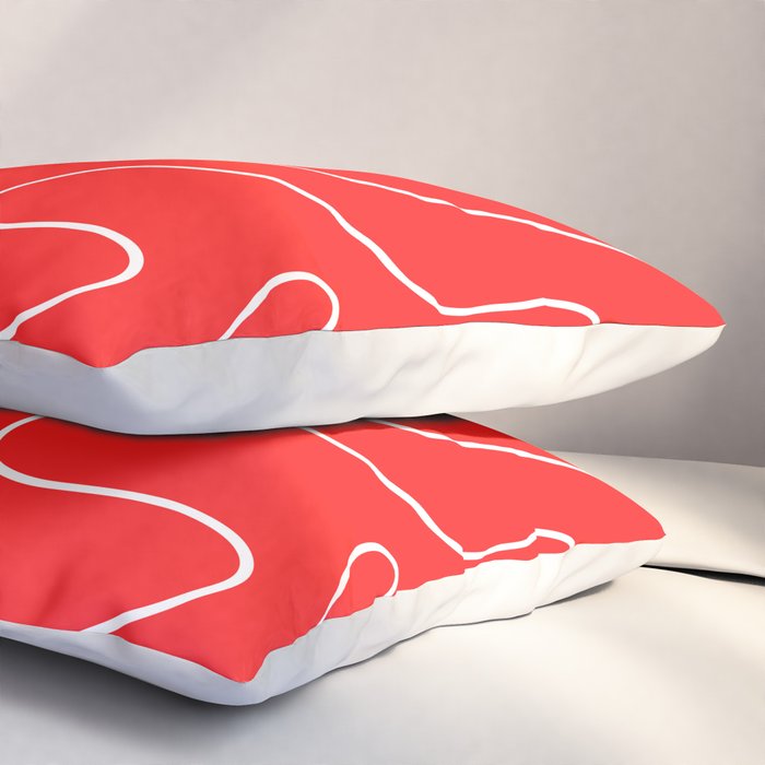 Bold Red Squiggle Abstract Pattern Pillow Sham Gallery Image 3