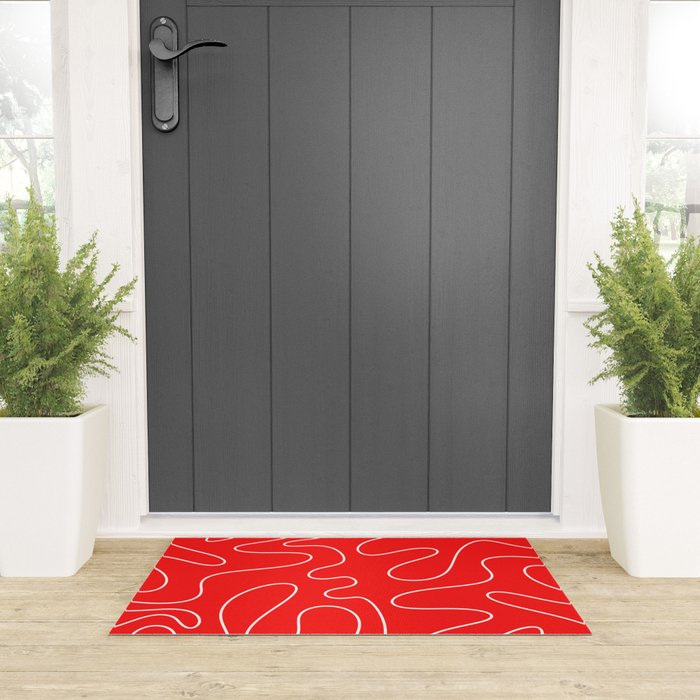 Bold Red Squiggle Abstract Pattern Welcome Mat Gallery Image 3