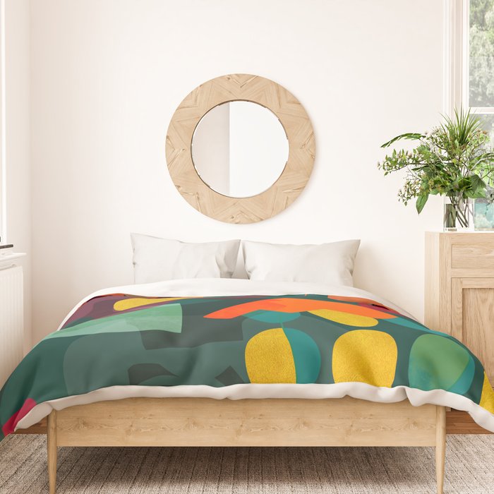 mid century shapes garden party 4 Duvet Cover Gallery Image 3