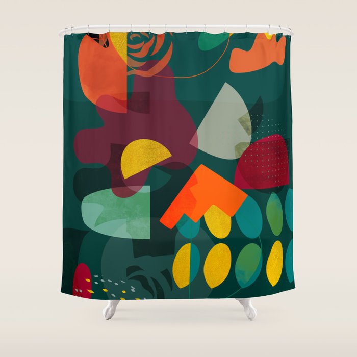 mid century shapes garden party 4 Shower Curtain Gallery Image 1