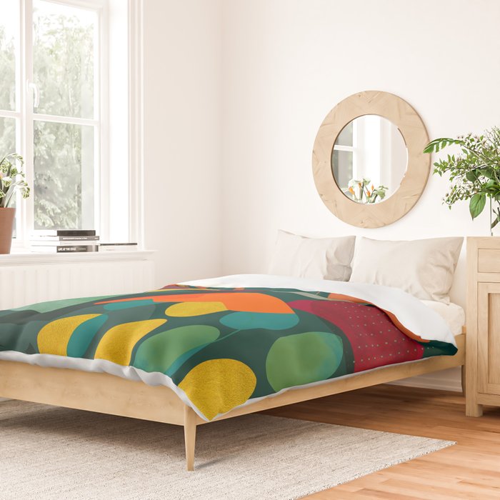 mid century shapes garden party 4 Duvet Cover Gallery Image 2