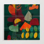 mid century shapes garden party 4 Wood Wall Art Gallery Image 1