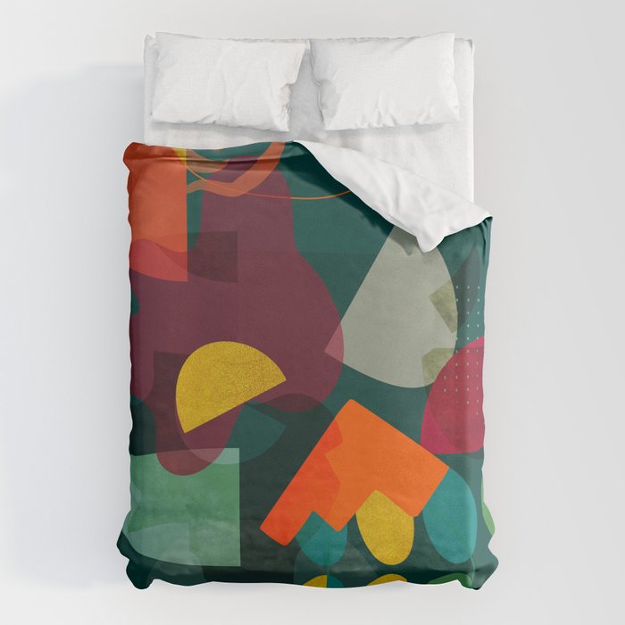 mid century shapes garden party 4 Duvet Cover Gallery Image 1