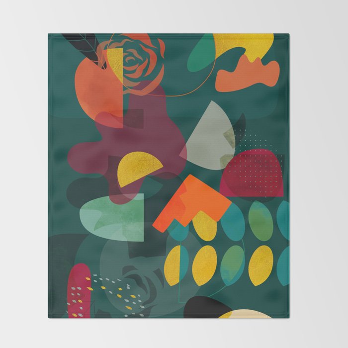 mid century shapes garden party 4 Throw Blanket Gallery Image 2
