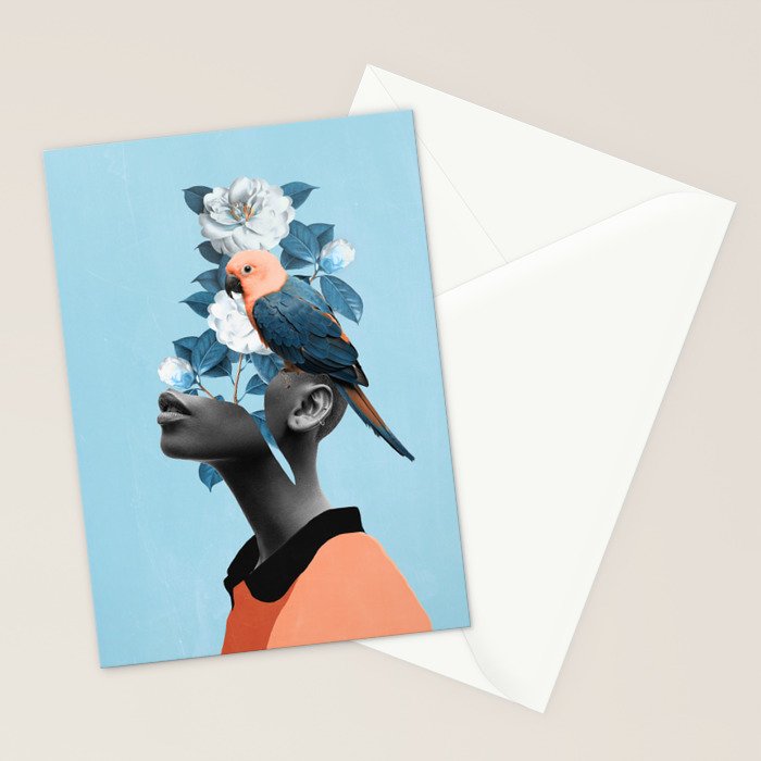 Girl with parrot Stationery Card Gallery Image 2