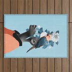 Girl with parrot Outdoor Rug Gallery Image 1