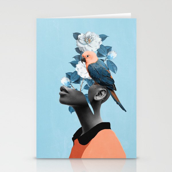 Girl with parrot Stationery Card Gallery Image 1