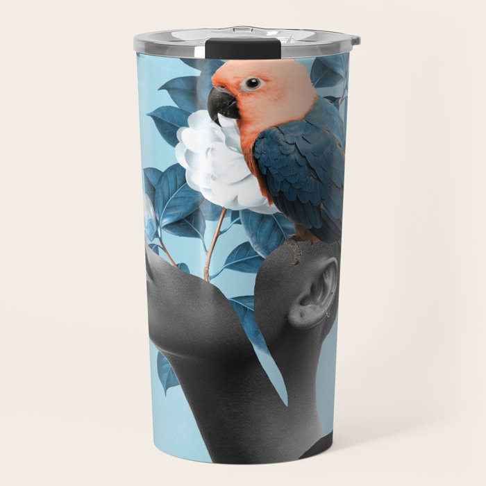Girl with parrot Travel Mug Gallery Image 1