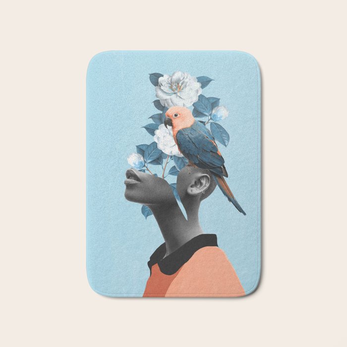 Girl with parrot Bath Mat Gallery Image 1