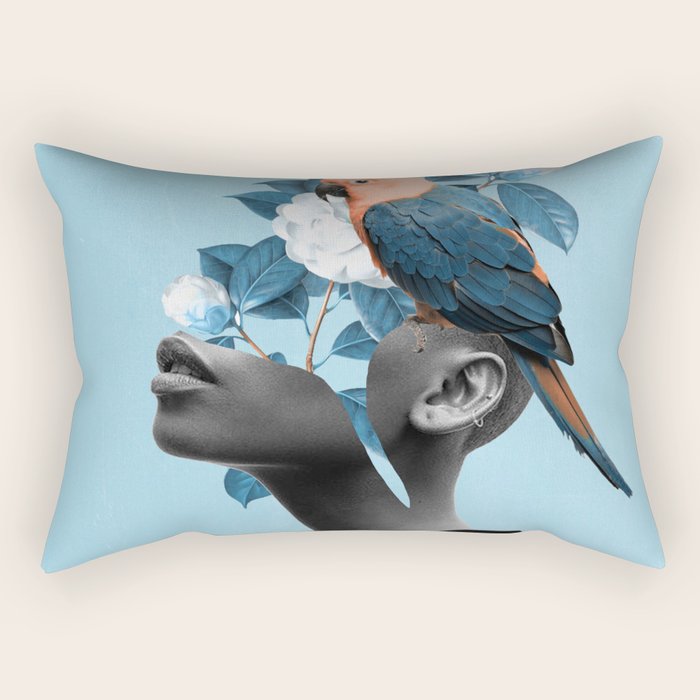 Girl with parrot Rectangular Pillow Gallery Image 2