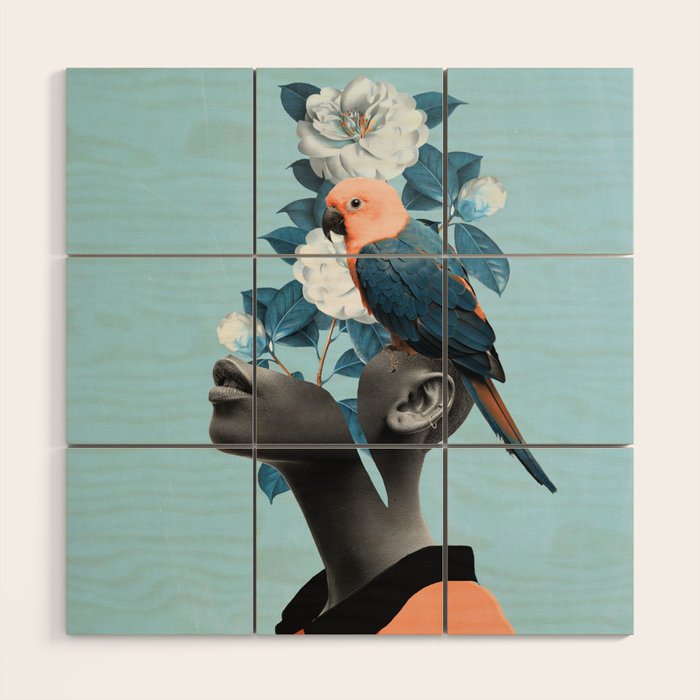 Girl with parrot Wood Wall Art Gallery Image 1