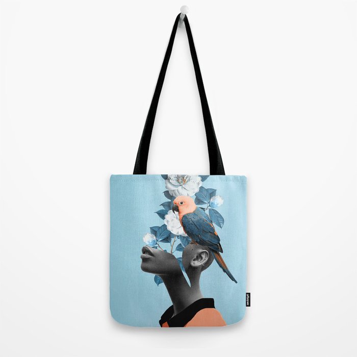 Girl with parrot Tote Bag Gallery Image 2