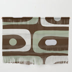 Mid-Century Modern Piquet Minimalist Abstract in Brown, Sage, Pale Gray, and Off White Wall Hanging Gallery Image 1