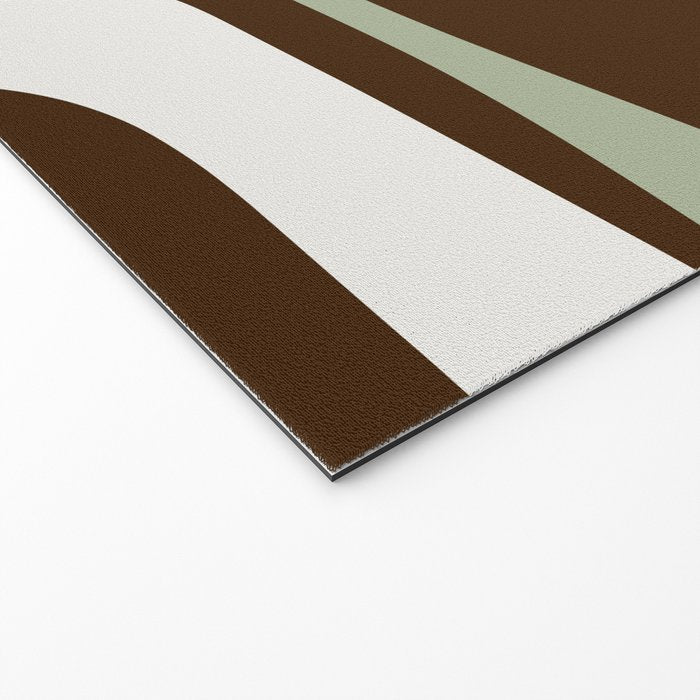 Mid-Century Modern Piquet Minimalist Abstract in Brown, Sage, Pale Gray, and Off White Welcome Mat Gallery Image 2