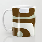 Mid-Century Modern Piquet Minimalist Abstract in Brown, Sage, Pale Gray, and Off White Coffee Mug Gallery Image 3