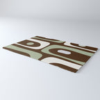Mid-Century Modern Piquet Minimalist Abstract in Brown, Sage, Pale Gray, and Off White Rug Gallery Image 3