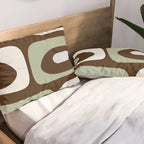 Mid-Century Modern Piquet Minimalist Abstract in Brown, Sage, Pale Gray, and Off White Pillow Sham Gallery Image 2