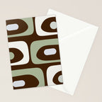 Mid-Century Modern Piquet Minimalist Abstract in Brown, Sage, Pale Gray, and Off White Stationery Card Gallery Image 2